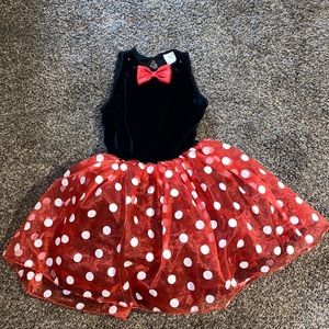 Disney Black Velvet Bodice with Red Polka Dot Tulle Skirt Dress